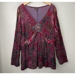 Susan Lawrence Tunic Top Plus Size 2X Burnout Velvet Dark Romantic Whimsigoth